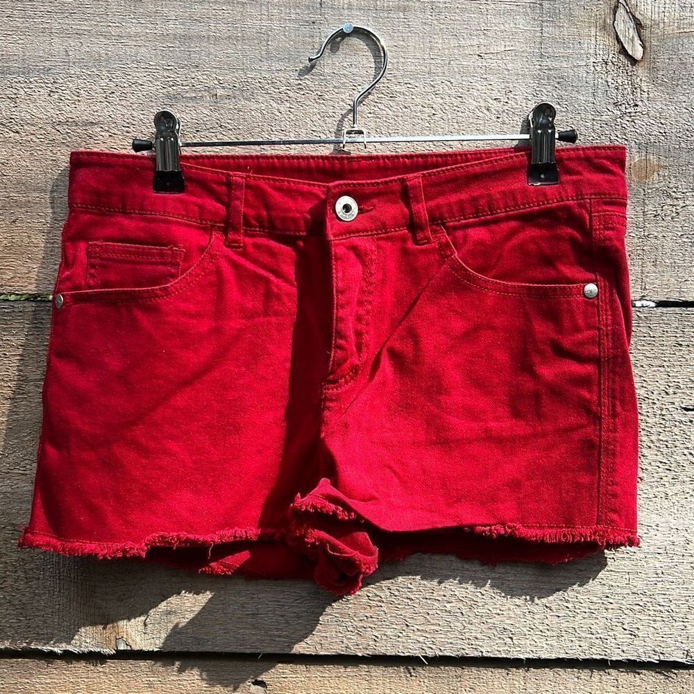 Dex Women's Cutoff 5 Pocket Stretch Red Shorts